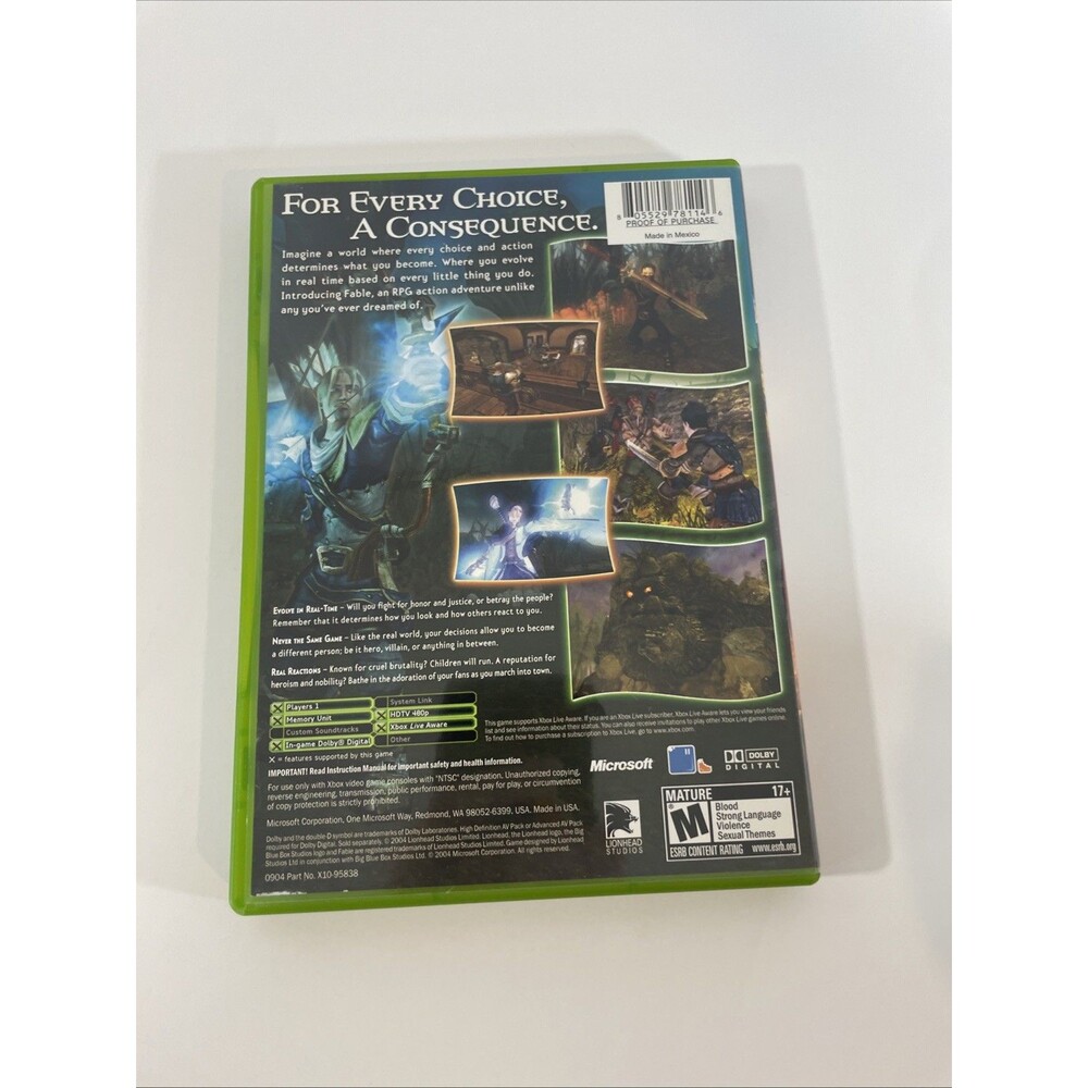 Fable Microsoft Xbox Complete In Box With Manual CIB - Picture 2 of 4